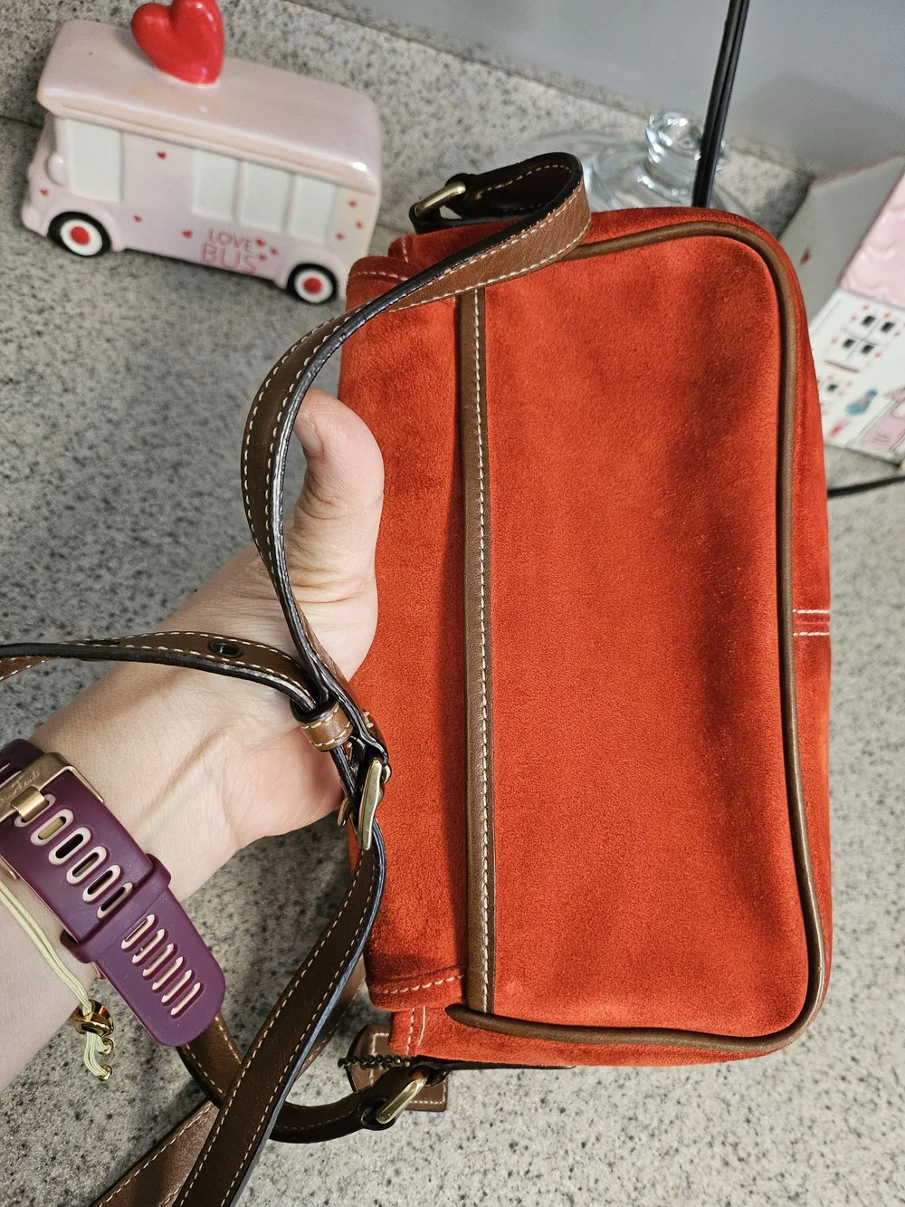 Coach Vintage Y2K Orange Suede Crossbody Bag (F3O-9358)